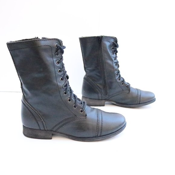 Steve Madden Troopa Green Black Boots 